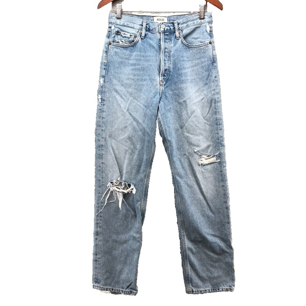 Agolde 90s High Rise Straight Leg Jeans Womens 25 0 Distressed Denim Retro Y2K